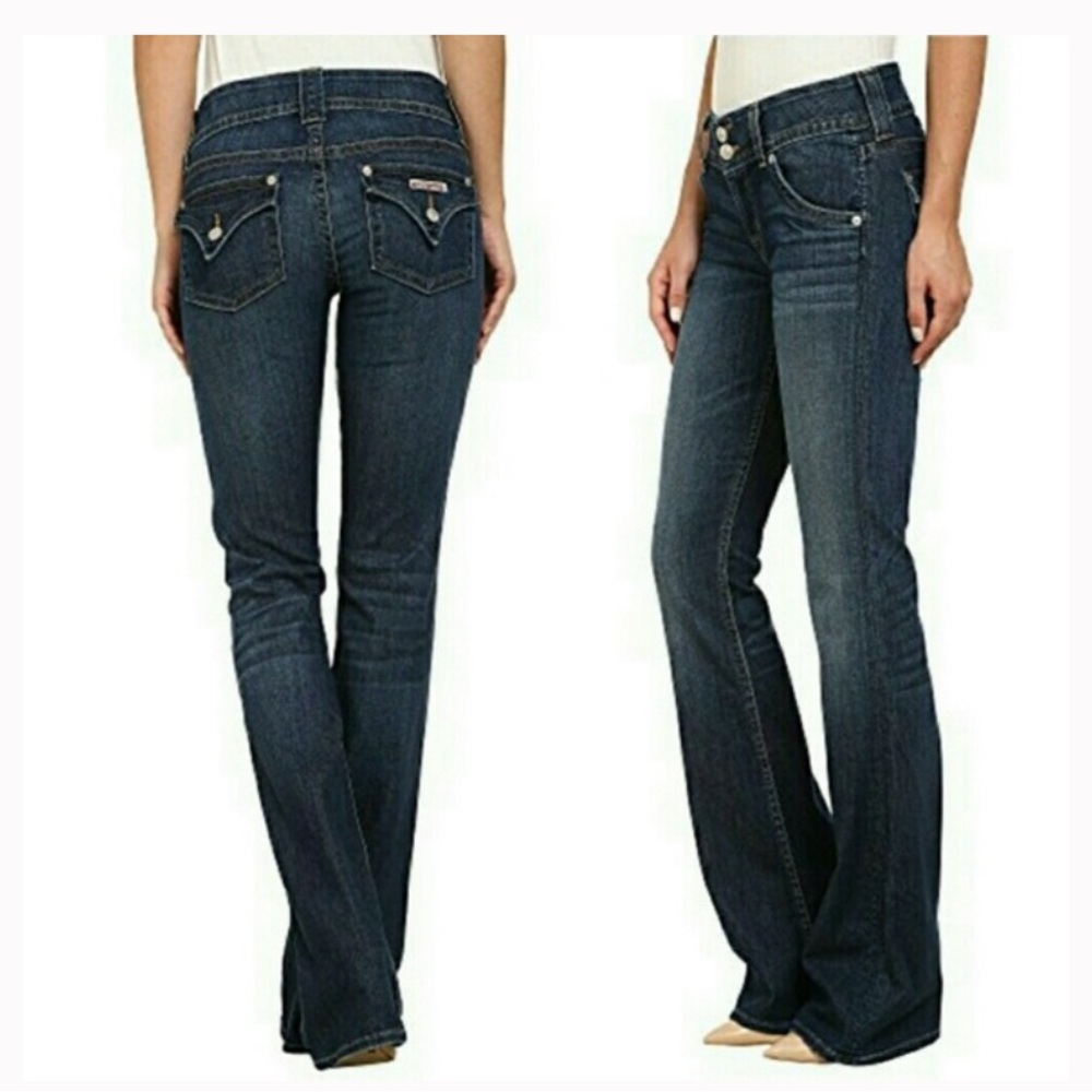 Y2K HUDSON JEANS WOMENS BOOT CUT BLUE DENIM RAW HEM SIZE 27